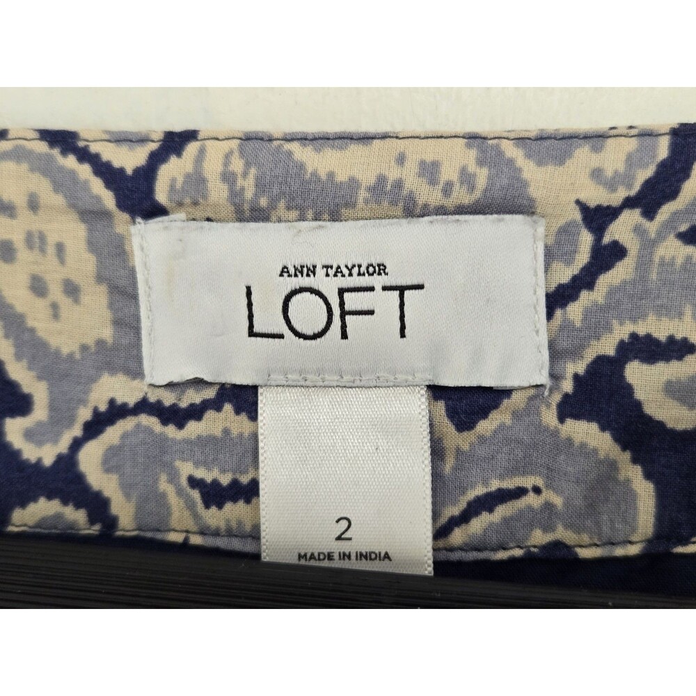 Ann Taylor Loft Dress Womens 2 Floral Sequin Neckline Coastal Blue Indie Boho - Picture 4 of 8